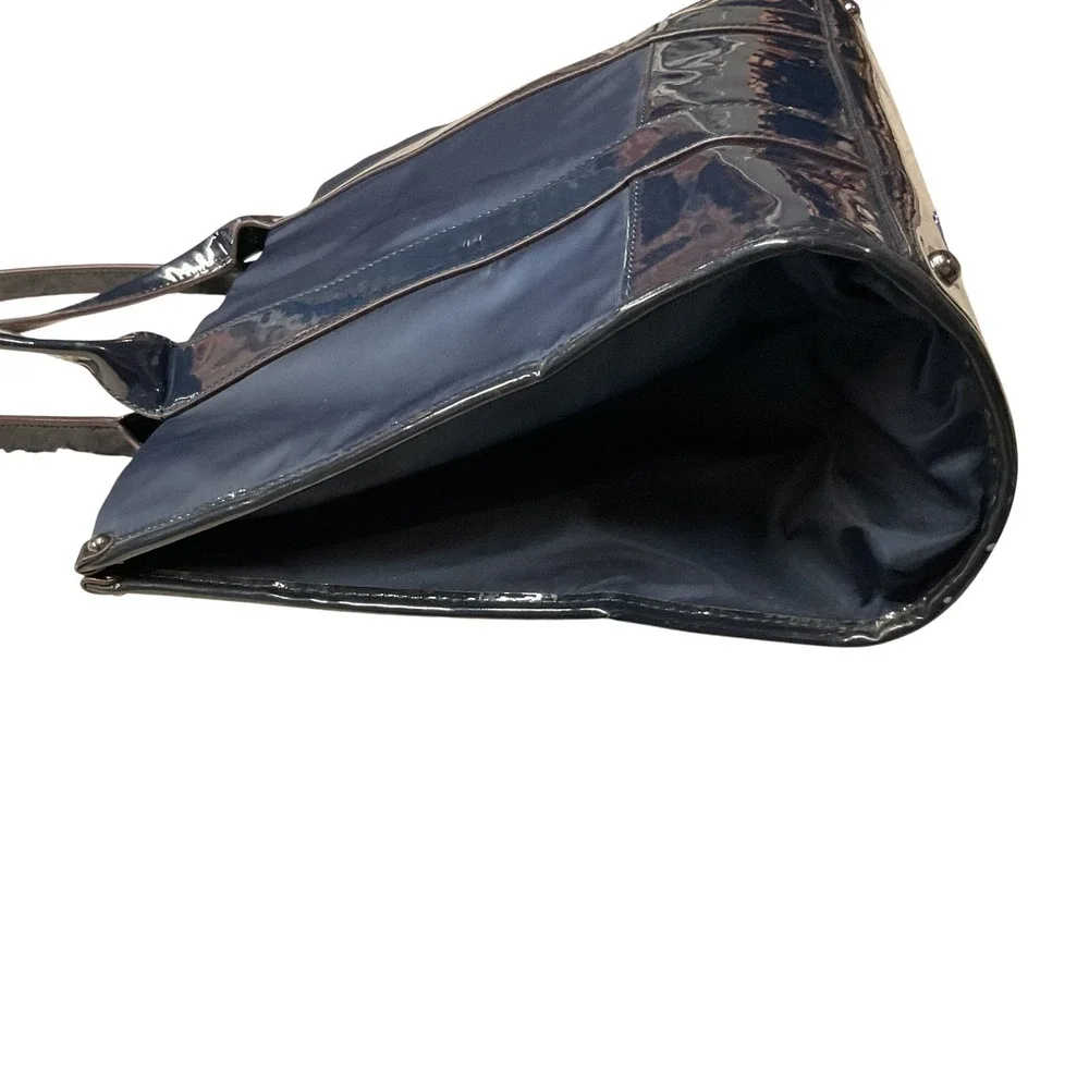 Aimee Kestenberg Women's Patent Trim Structured Tote Shoulder Double Handle Bag